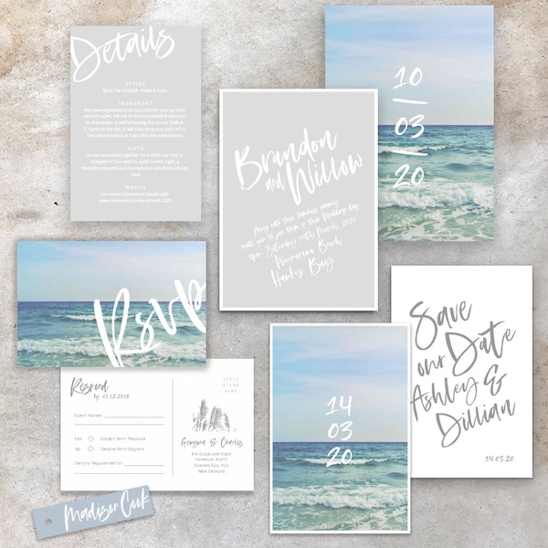 Wedding Invitations, Wedding Invitation Template, Printable Wedding Invitation, Wedding Template, Beach Wedding Set, Beach Invitation