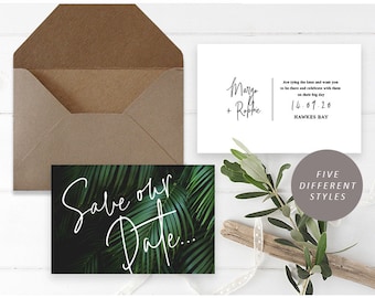 Tropical Palm Save the Date, Printable Tropical Save the Date, Beach Save the Date, Island Wedding Save the Date, Destination Wedding Invite