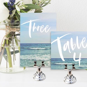 Table Numbers, Wedding Table Numbers, Printable Wedding Table Numbers, Table Number Template, Printable Table Numbers, Beach Table Numbers
