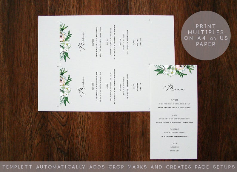 Wedding Menu Template Menu Template Printable Wedding Menu Modern Menu Wedding Menus Printable Menu Greenery Menu