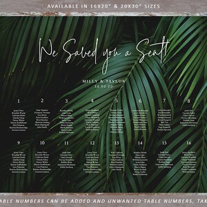 Tropical Seating Plan, Seating Chart Template, Printable Seating Plan, Seating Plan Template, Tropical Wedding Sign image 5