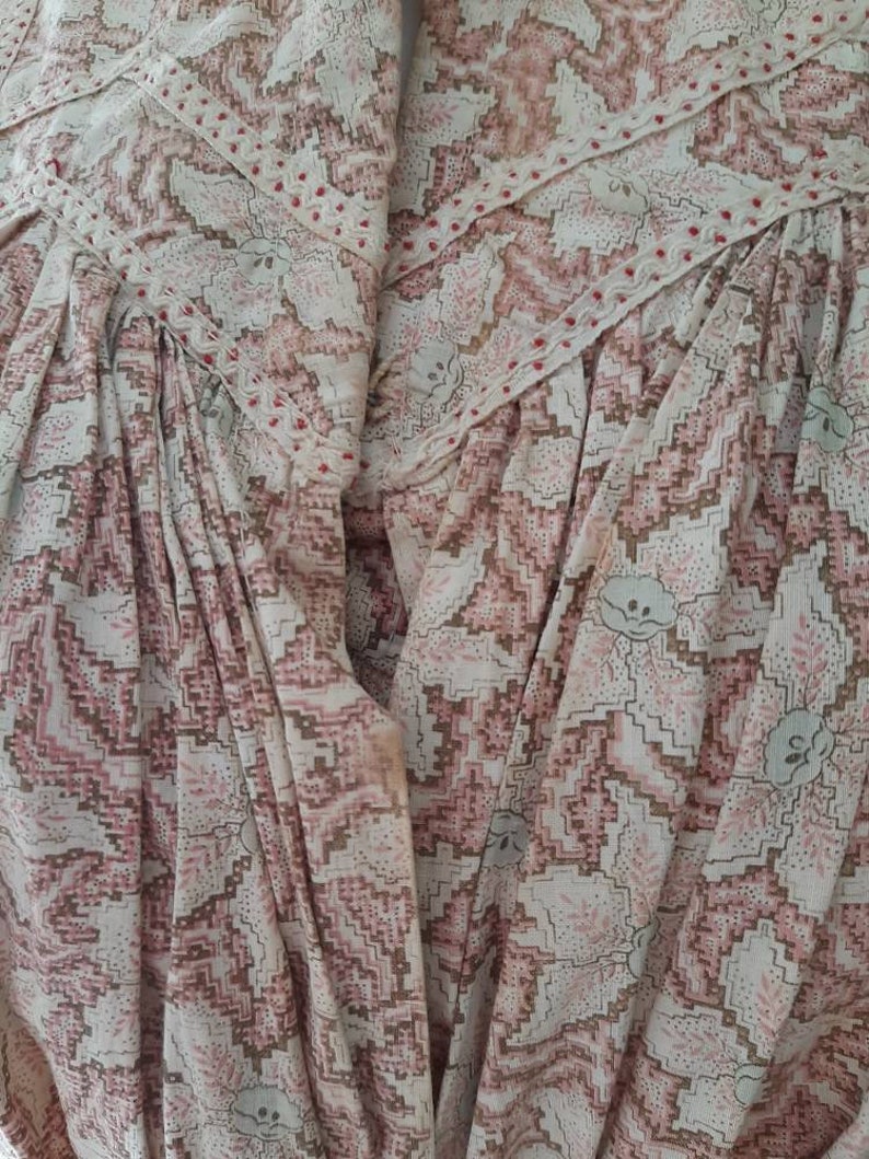Antique Edwardian Printed Cotton Calico Wrapper Dress | Etsy