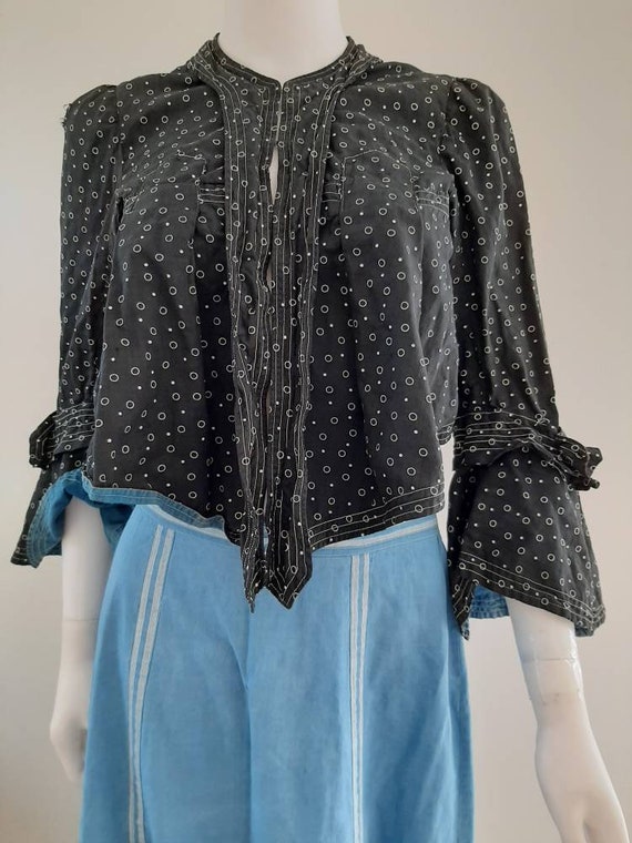 Antique 1900s Early Calico Country Cropped Blouse