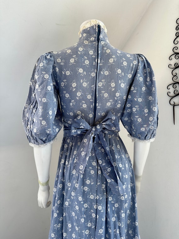 Vintage 1970's Laura Ashley Sky Blue Prairie Cali… - image 6