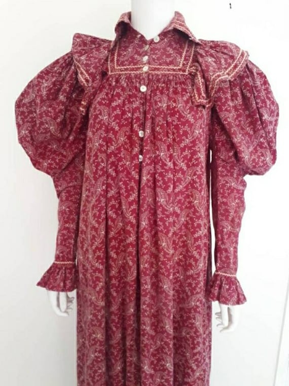 Rare Antique Victorian 1890's Calico Paisley Burgu
