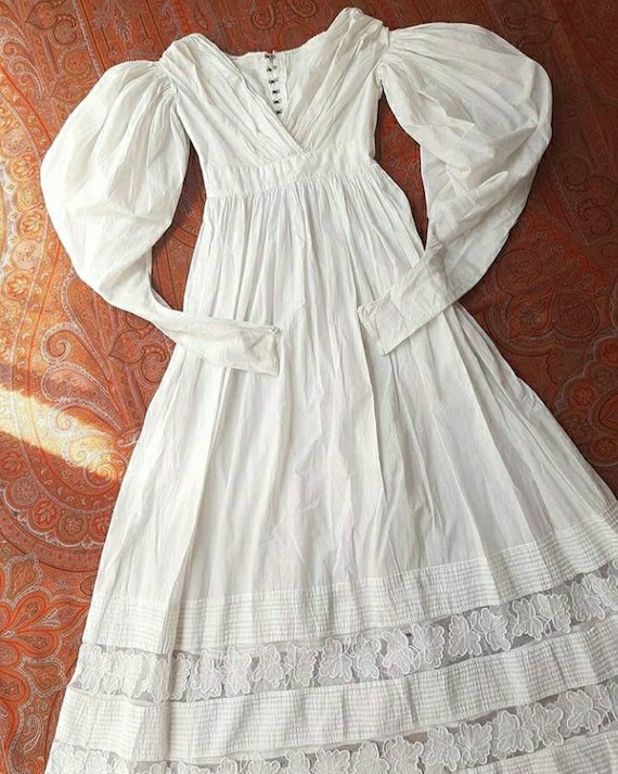 SOLD Rare Antique 1830's Regency Era White Cotton