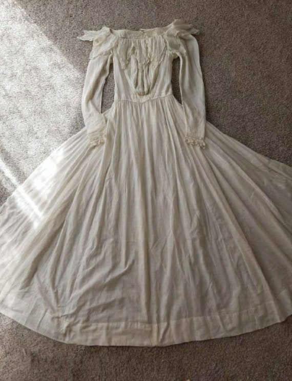 Antique 1900 Victorian Edwardian White Lace S Bend