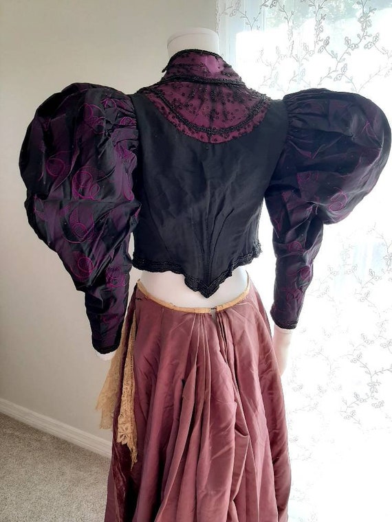 Antique Victorian 1890's Huge Mutton Sleeve Purpl… - image 3