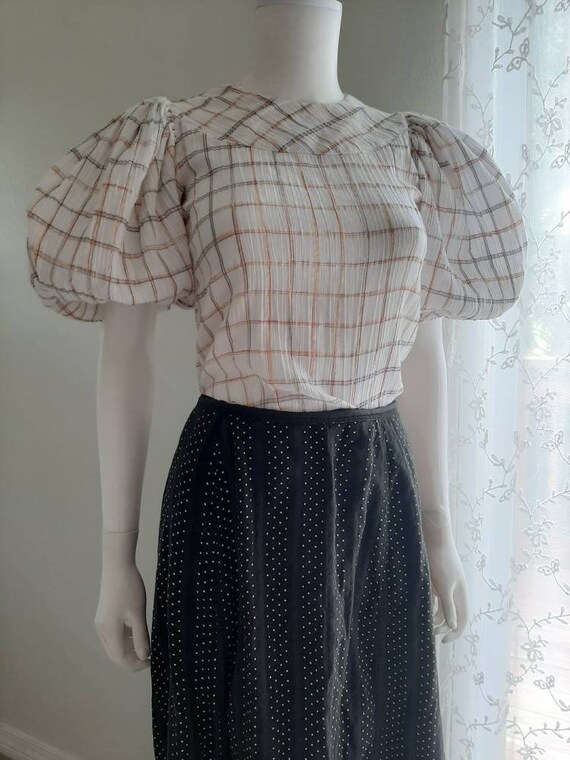 Vintage YSL 1970's Cheesecloth Glitter Stripe Puff