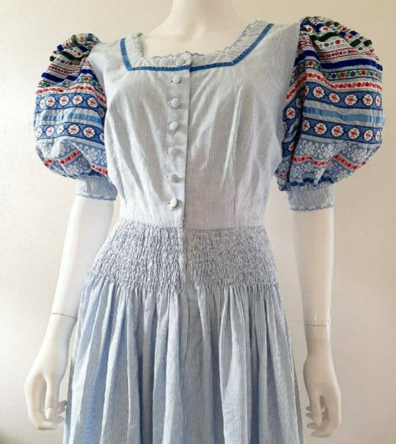 Vintage Austrian Dirndl Embroidered Prairie Folk D