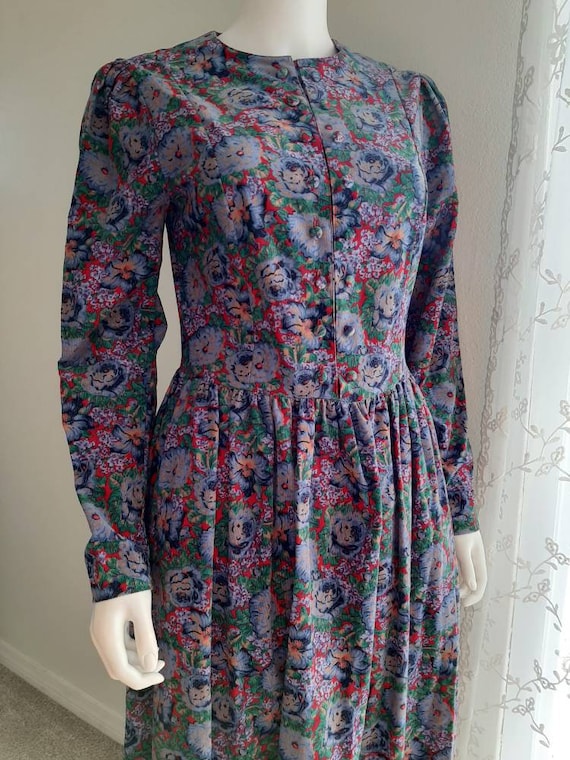 Vintage Laura Ashley Corduroy Flower Dress