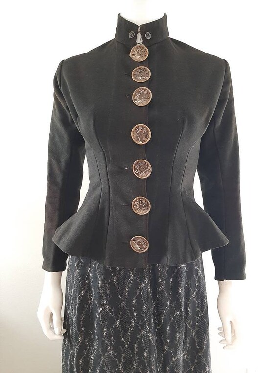 Antique 1800s Victorian Nipped Waist Wool Jacket A