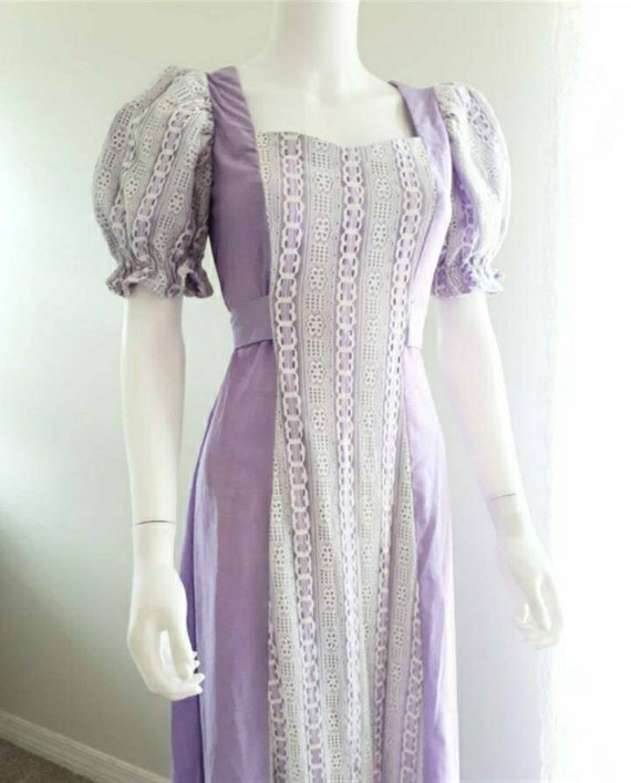 Vintage 1970's Puff Sleeve Prairie Dress Romantic