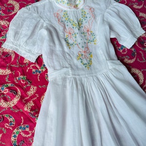 Antique 1910s Style Ribbon Embroidered Dress