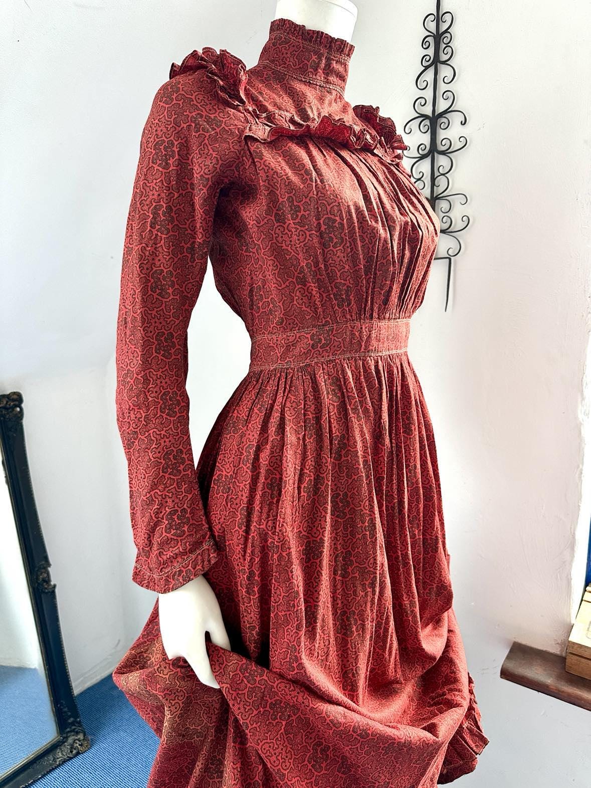 Antique Early Country Prairie Calico Dress 1900s - Etsy Norway Antique Early Country Prairie Calico Dress 1900s - Etsy Norway