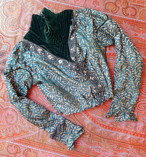 Antique Victorian Edwardian 1900 Velvet & Silk Gol