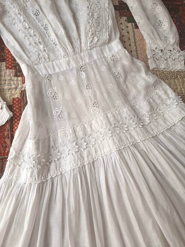 Antique 1910 Edwardian White Cotton Lingerie Dress | Etsy