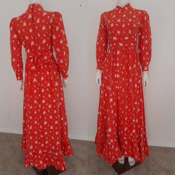 Vintage Laura Ashley Made in Wales Red Calico Prai