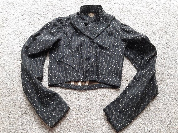 Antique Victorian Edwardian 1900 Black Calico Bodi