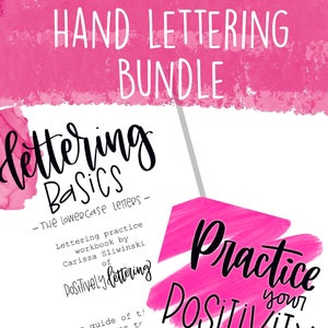 Hand Lettering Bundle, Learn Lettering Bundle, Beginner Lettering Kit, Digital Lettering Worksheets, Printable Hand Lettering Workbooks,