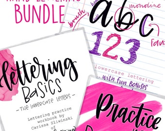 Handbeletteringsbundel, Leer de basisprincipes van letters, Beginner Beletteringskit, Digitale downloadwerkbladen, Afdrukbare handbeletteringswerkmappen,