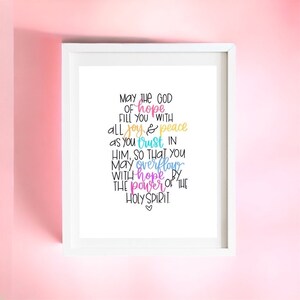 May the God of hope scripture prints for kids DIGITAL DOWNLOAD, Romans 15 13 Bible verse wall art PRINTABLE, Colorful Christian art for