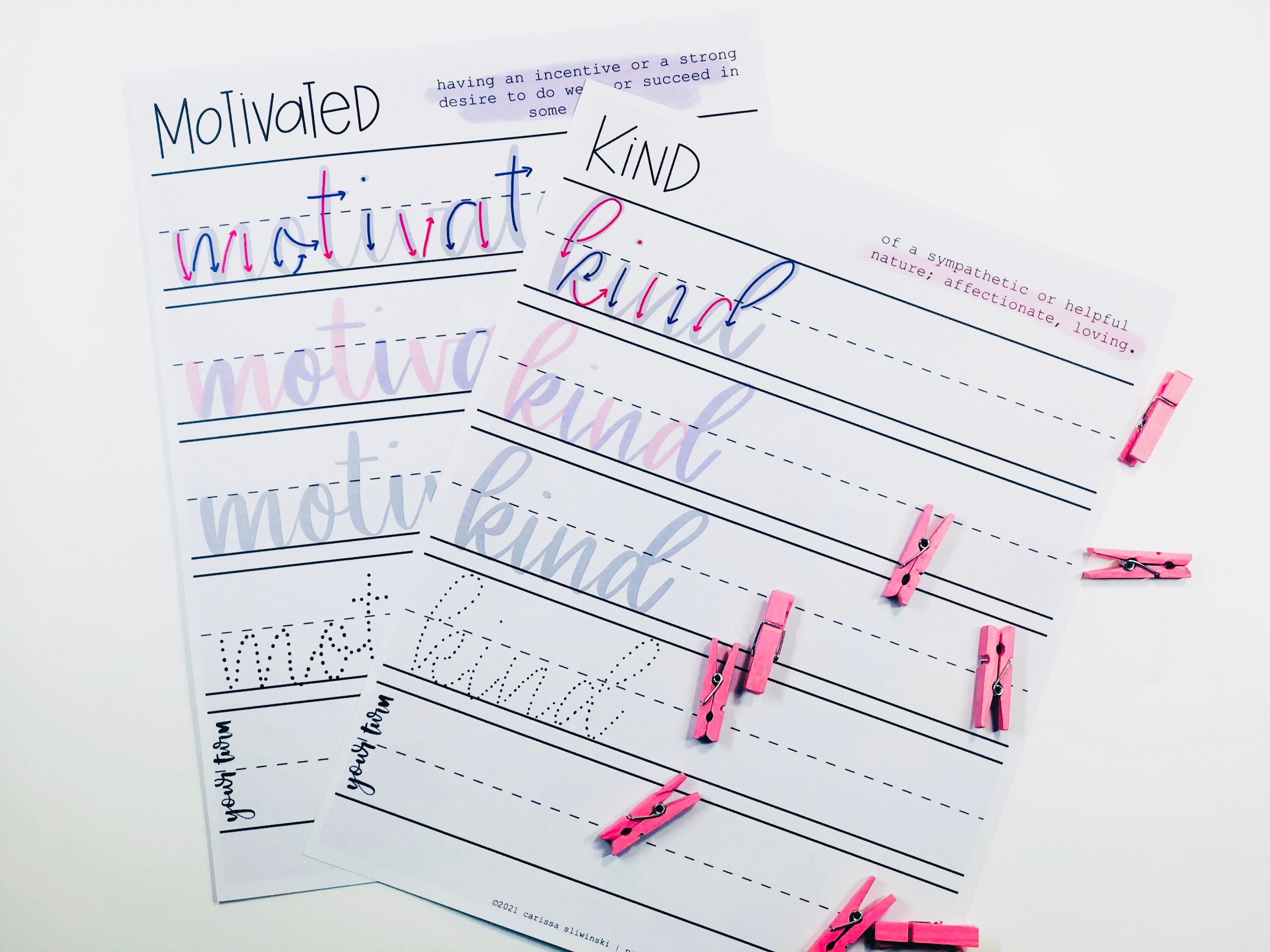 Learn to Letter Lettering Worksheets Positive Words | Etsy