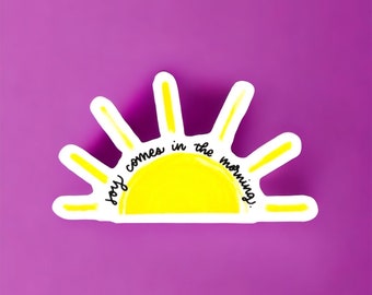 Joy comes in the morning sunshine stickers for laptop, Psalm 30 5 scripture stickers waterproof stickers for water bottles, Faith gifts for