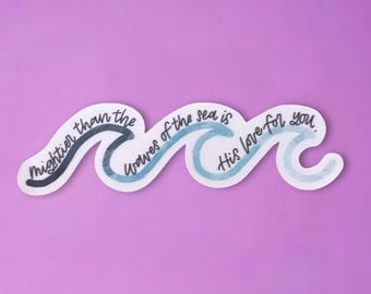 Psalm 93, 4, prezent z Pisma Świętego, potężniejszy niż fale morza, naklejki wiary na laptopa, chrześcijańskie afirmacje, wersety biblijne, prezenty dla kobiet