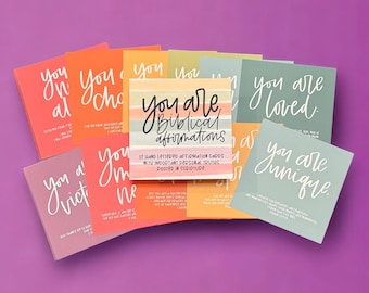 Biblical Affirmation Cards with Stand, Scripture Cards, Prayer Cards, Bible Memorization cards , Encouragement Gift for Her, You Are Truths