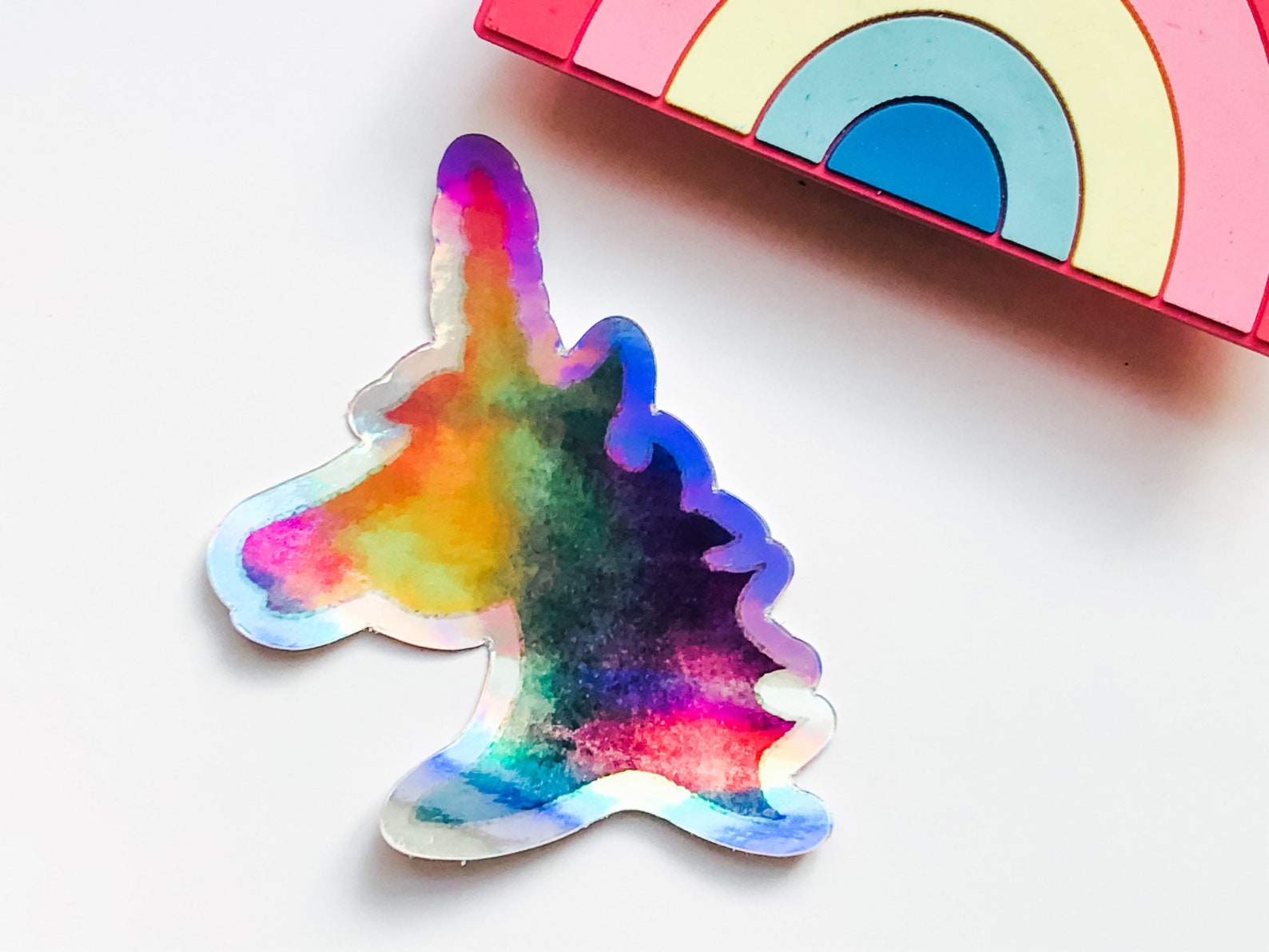 Holographic Unicorn Sticker Rainbow Unicorn Sticker Etsy