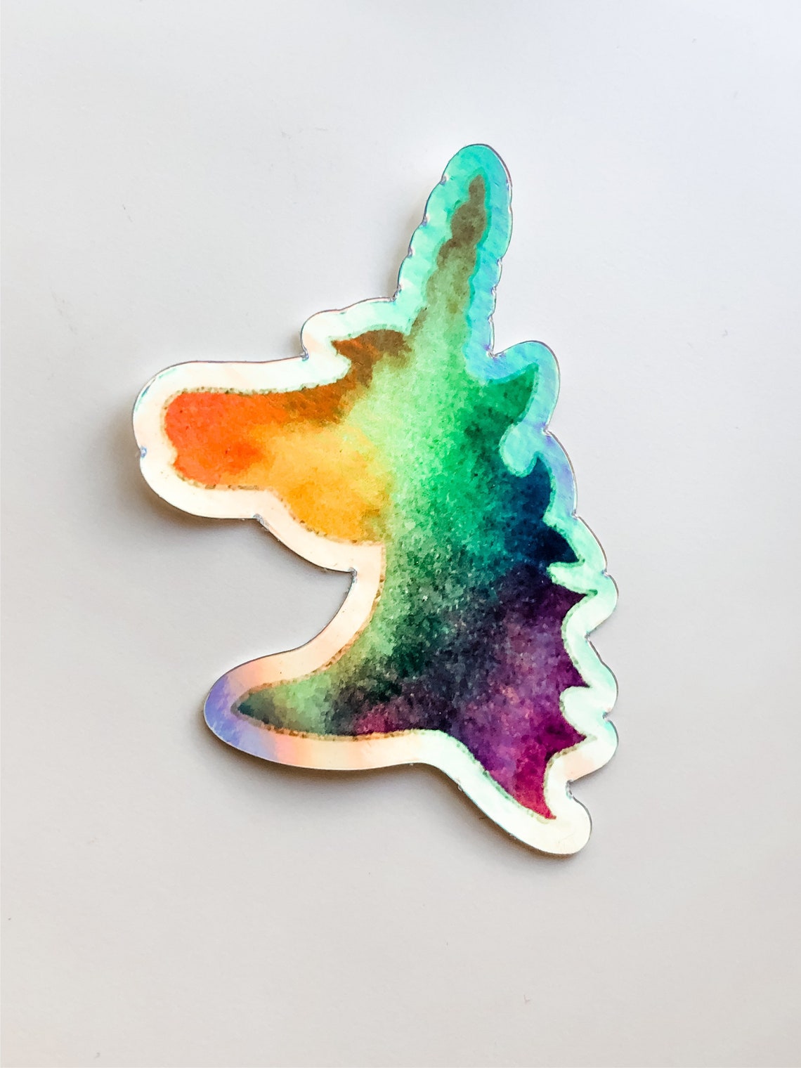 Holographic Unicorn Sticker Rainbow Unicorn Sticker Etsy