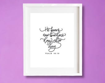 Bible Verse Print Digital Download, Psalm Wall Decor Printable, Pastor Gift Men, Christian Inspirational Wall Art Religious gift for Baptism
