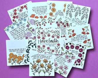 Floral Scripture Cards on Trusting and Faith, Bible Verse Art with Stand, Prayer Cards, Bible  Memorization, Encouragement Gift for Her,