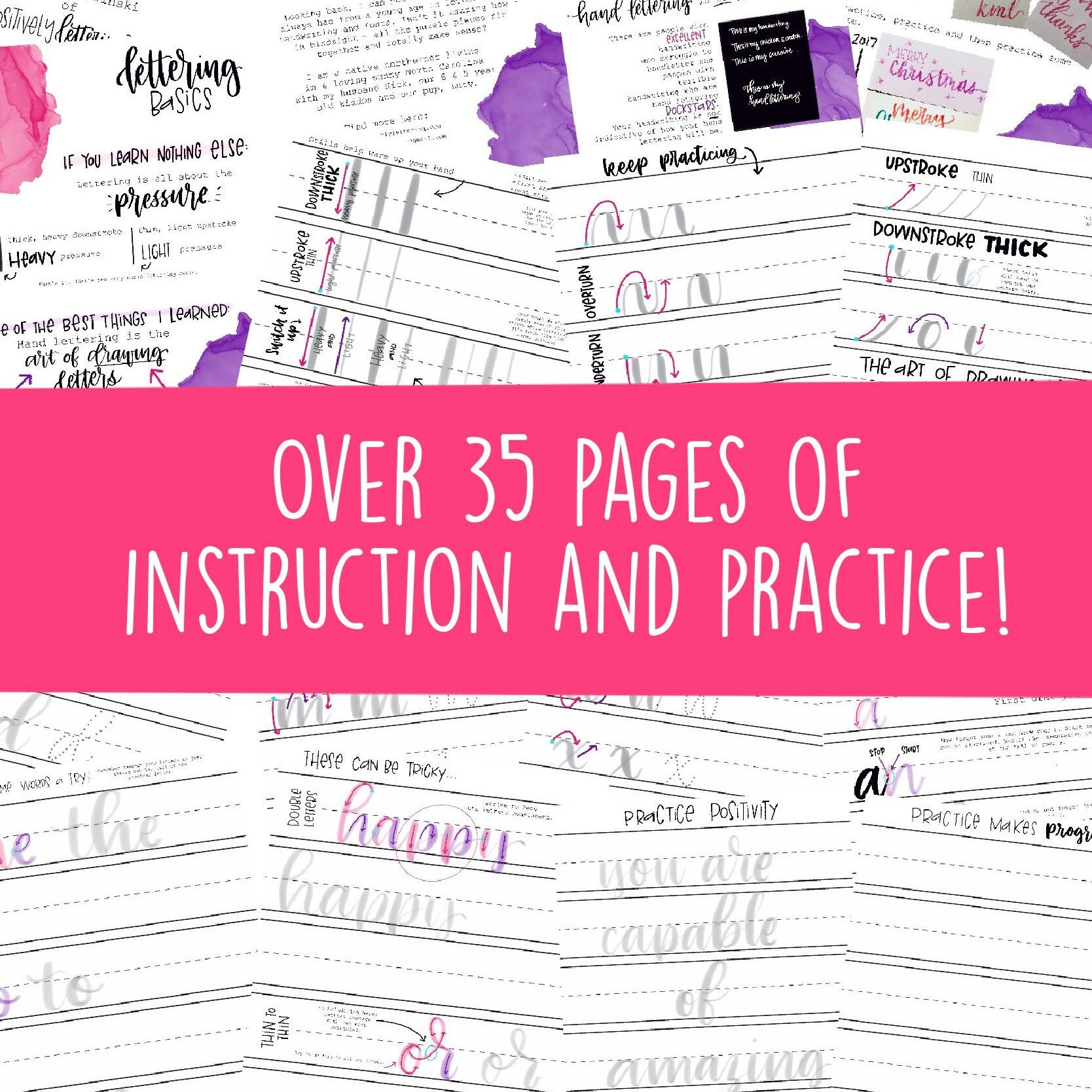 Hand Lettering Bundle, Learn Lettering Basics, Beginner Lettering Kit ...