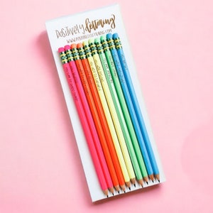 Inspirational kids pencils set of 10, First day of school gifts for students, Neon pencils, Back to school gifts for kids, School supplies