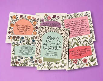 Biblical Gratitude Cards with Stand, Scripture Cards, Prayer Cards, Bible Memorization cards , Thanksgiving Artwork, Give Thanks Fall Decor