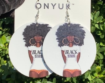 African Earrings, Afro Earrings, Black Woman Earrings, Fun Earrings, Ethnic Earrings, Wood Earrings, Gift for her, Gift for Mom