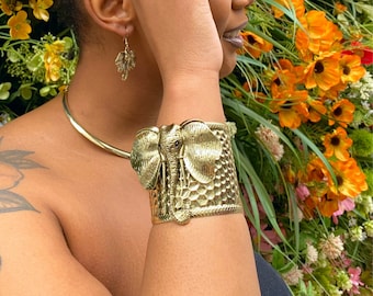 Elephant Cuff Bracelet, Adjustable Bracelet, Ethnic Bracelet, Animal Theme Bracelet, Sorority Jewelry, Gift for Mom, Gift for Soror