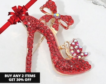 Strass Bogen High Heel Pin Brosche, Delta Delta Delta Theta Geschenk