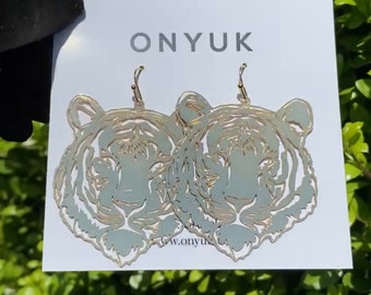 Tiger Ohrringe Gold, Statement Ohrringe, Game Day Ohrringe, Tiger Schmuck, Blei und Nickel frei Ohrringe, Geschenk für sie, Bestseller Ohrringe