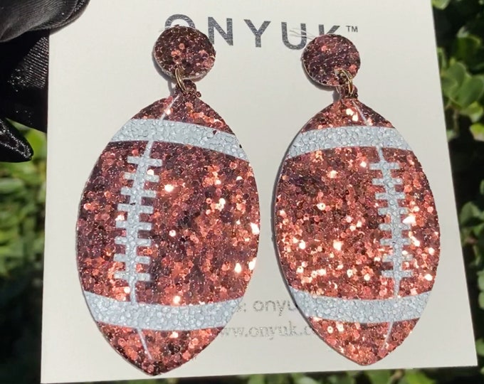 Black & Gold Football Dangle Earrings Thread main image 1