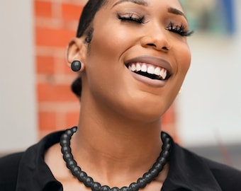 Pearl Necklace and Earrings Set, Black Pearl Necklace and Earrings, Pearl Jewelry, Elegant Pearl Set, Pearl Earrings, Pearl Necklace