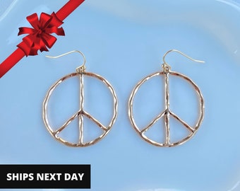 Peace Earrings, Peace Symbol Dangle Earrings, Statement Earrings, Best Seller, Gift for Mom, Meaningful Earrings, Gift for her