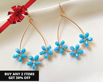 Flower Earrings, Spring Earrings, Daisy Earrings, Handmade Floral Earrings, Statement Earrings, Gift for Mom, Gift for Girlfriend