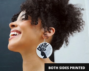 African Earrings, Black Diva Earrings, Both Sides Printed Earrings, Ethnic Earrings, Handmade Afrocentric Earrings, Black Woman Earrings