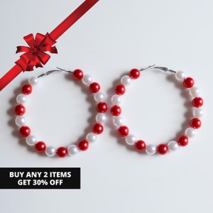 Delta Sigma Theta Earrings, Sorority Earrings, Pearl Hoop Earrings, Oversize Hoop Earrings, Gift for Soror, Gift for her