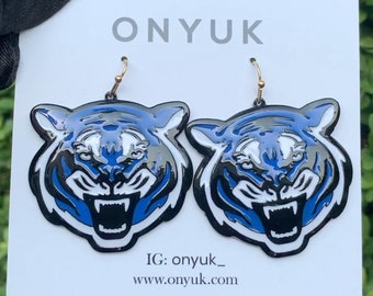 Tiger Earrings, Football Earrings, Game Day Earrings, Statement Earrings, Tiger Jewelry, Sports Earrings, Gift for her, Gift for Girlfriend