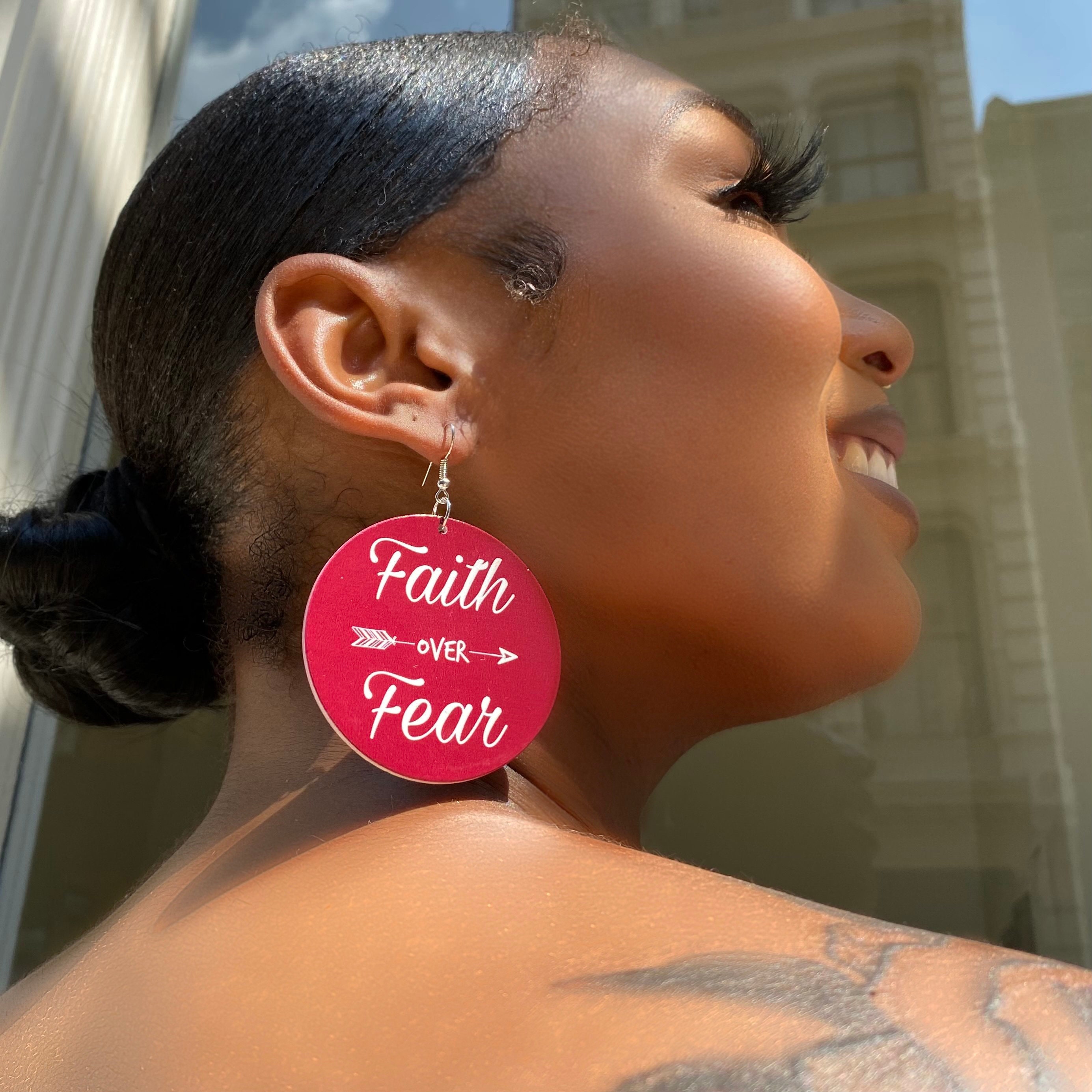 Faith Over Fear Earrings Faith Earrings Both Sides Printed Etsy
