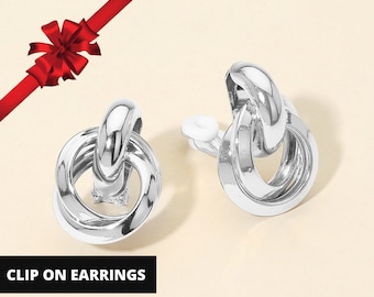Leichte silberne Clip-Ohrringe, auffällige Clip-Ohrringe, Geschenk für sie, silberne Ohrstecker